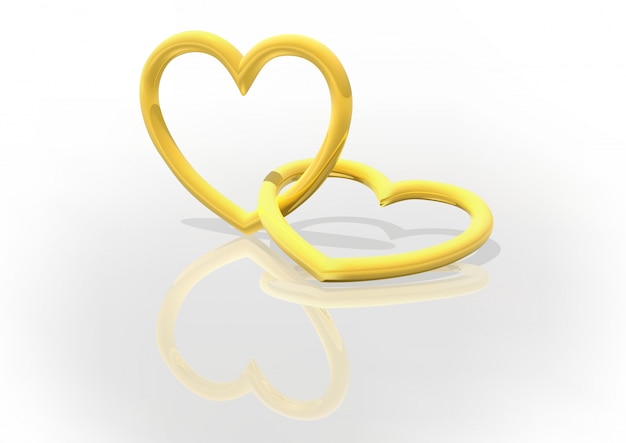 Two Golden Entwined Hearts