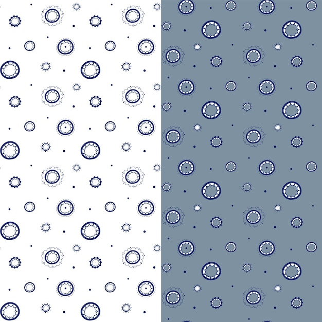 Two lacy vector blue patterns On a transparent and gray background Circles petals dots handdra