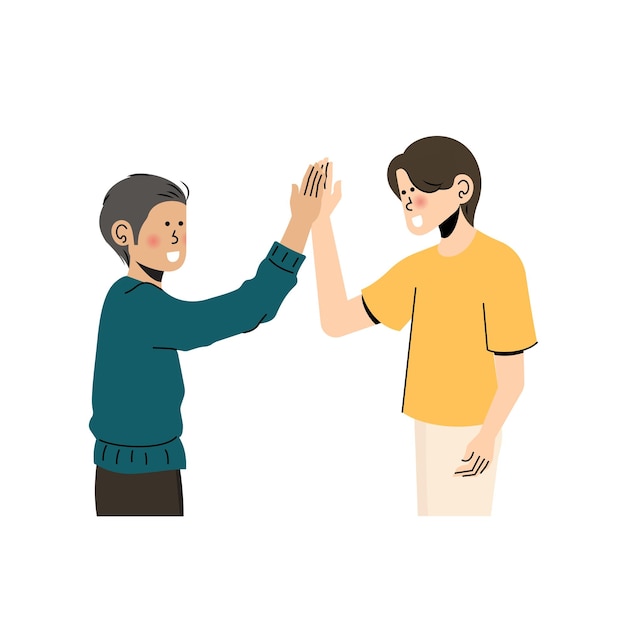 Two People High Five Vector Illustration