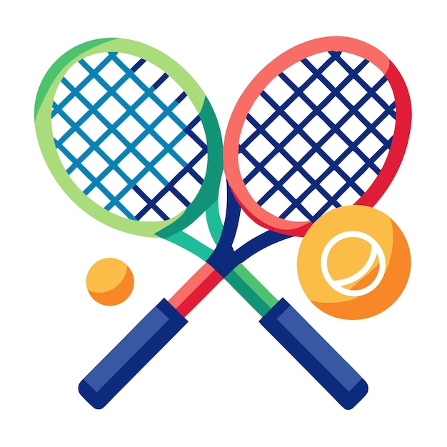 Vector two racket tennis ball clip art and vector design with a white background