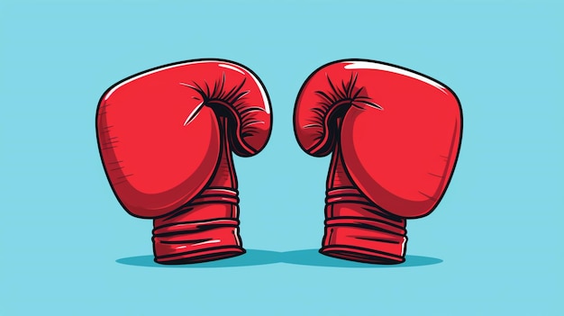 two red boxing gloves with a blue background