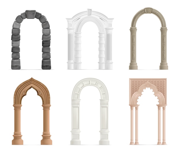 Types of arches realistic set