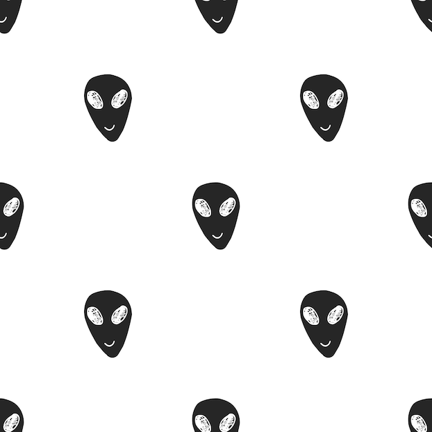 Ufo and aliens Seamless pattern Cartoon Vector illustration