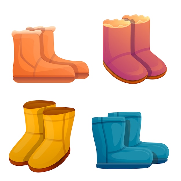 Ugg boots set, cartoon style