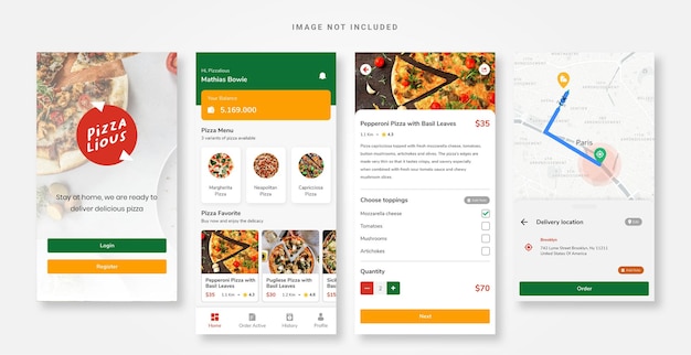 Vector ui design app pizza template