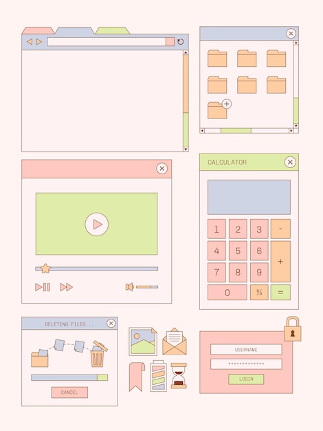 Vector ui windows sticker for planner illustration