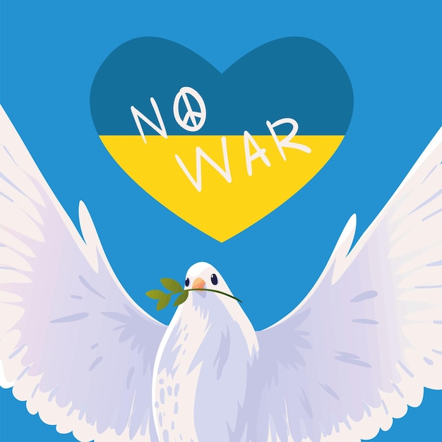 Ukraine no war dove and flag in heart