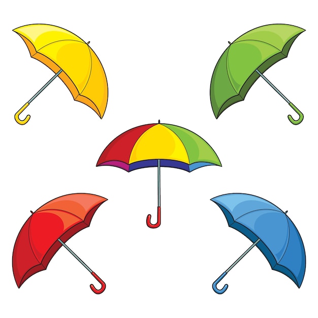 Umbrella cartoon set