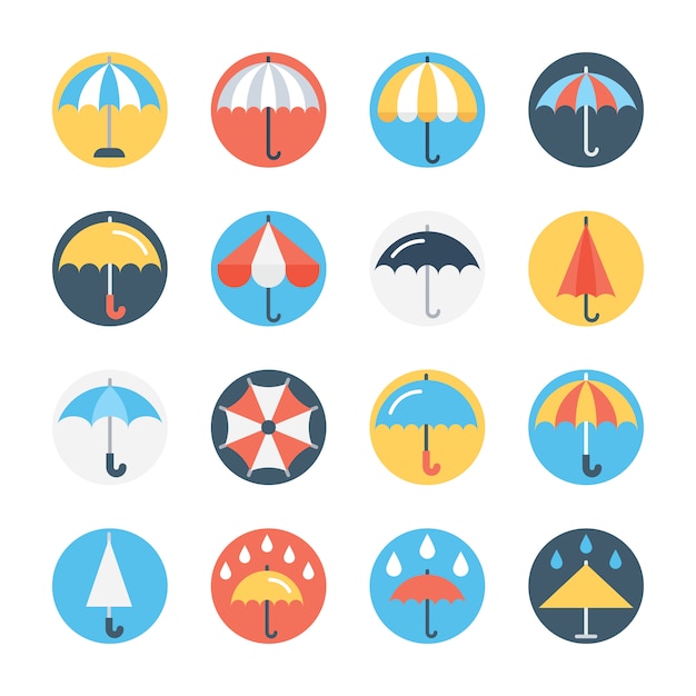 Umbrella Color Icon Set