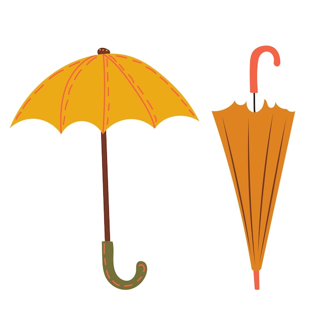 Umbrellas in doodle style vector