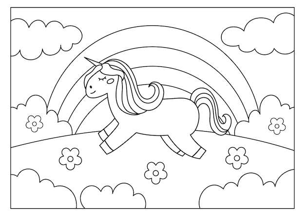 unicorn coloring page for kids activity printable