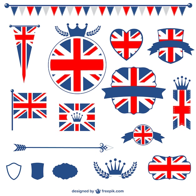 Vector united kingdom flag badges and ribbons