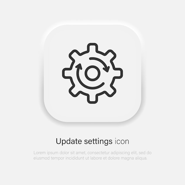 Update system icon vector Gear with arrows line web symbol in neumorphism style Vector EPS 10