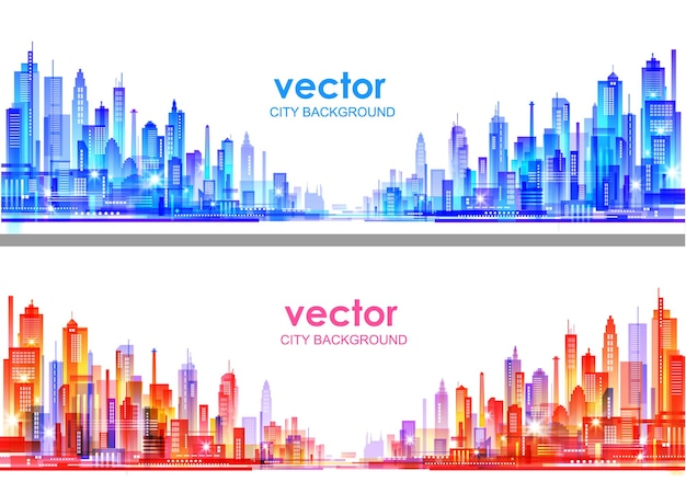 Vector urban building skyline panoramic background