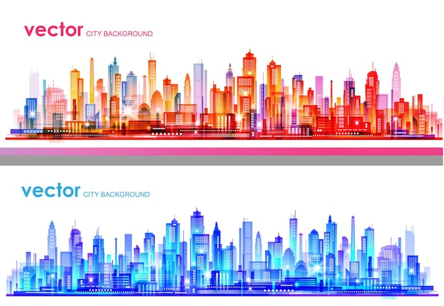 Vector urban building skyline panoramic background