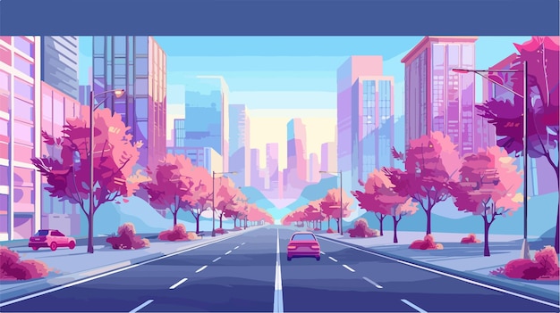 Vector urban empty road traffic vector illustration