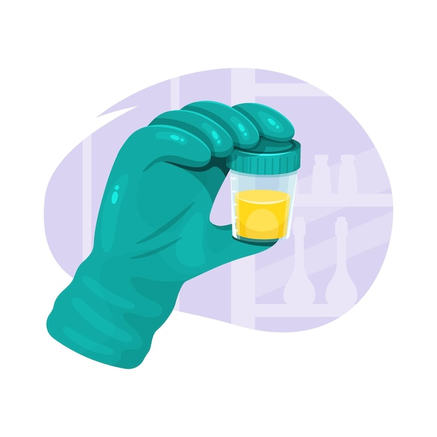 Urine test tube in hand isolated on white Cartoon flat vector illustration