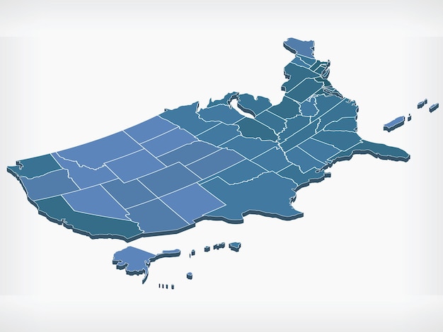 USA Map United States America Isometric