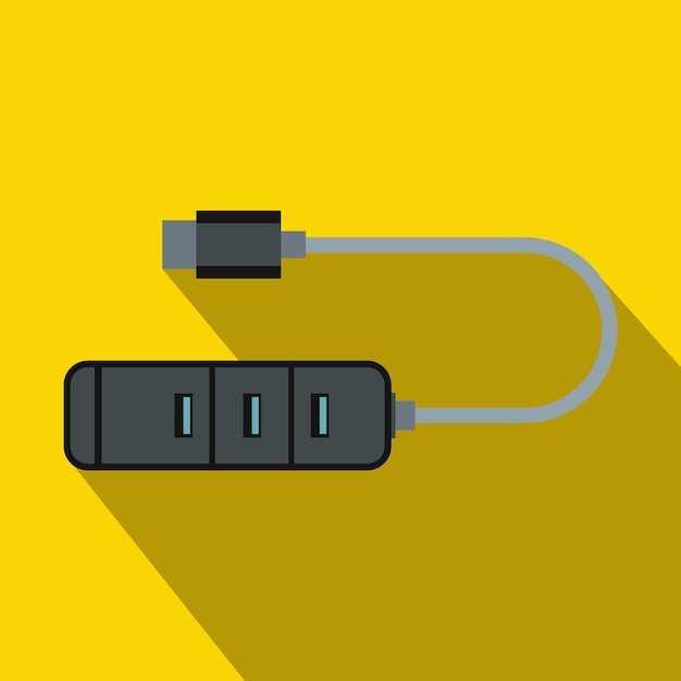 USB adapter connectors icon in flat style on a yellow background