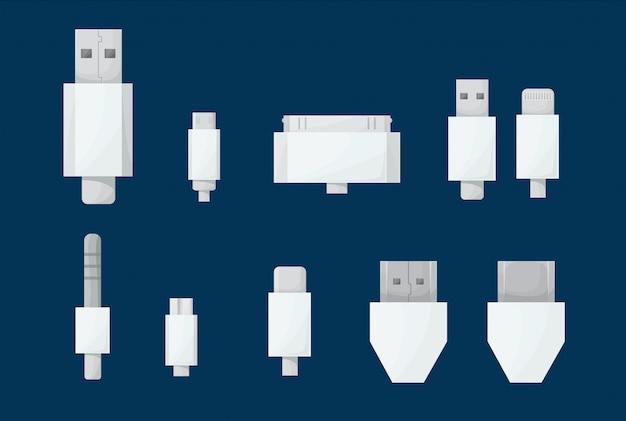 Vector usb cables set. 