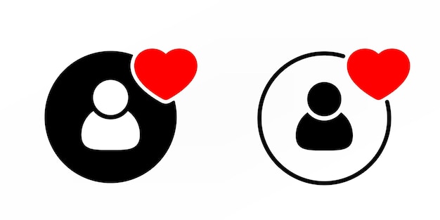 User icon with heart button sign illustration