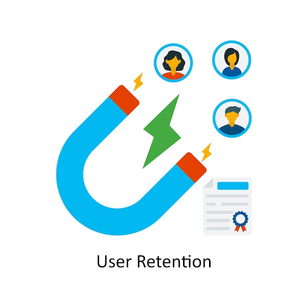 Vector user retention concept flat icon style illustration