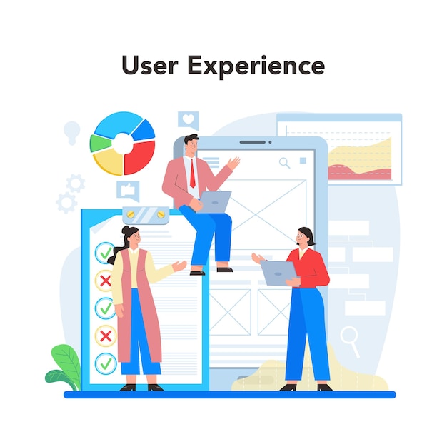 UX UI designer concept App interface improvement User interface experience Modern technology concept Flat vector illustration