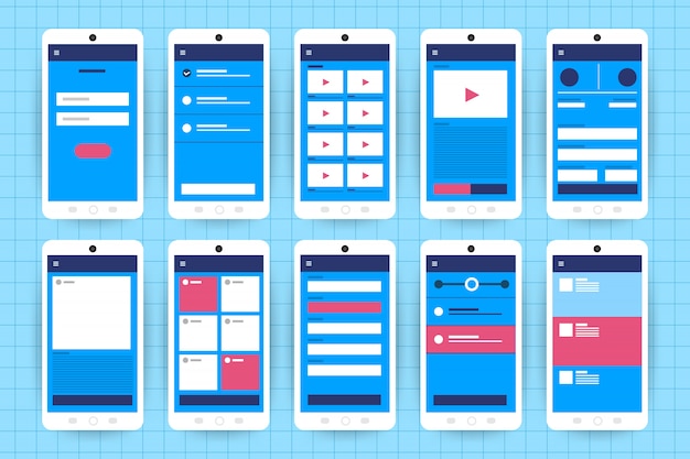 Vector ux ui flowchart. s  mobile application concept  .  illustration