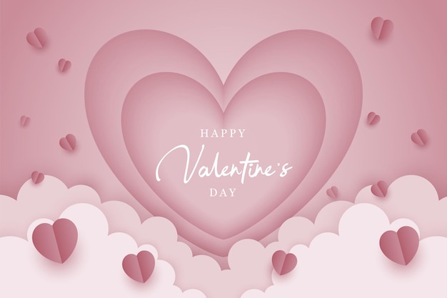 Valentine's day background design in paper style