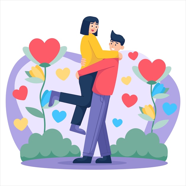 Valentine's Day Love Hug Illustration