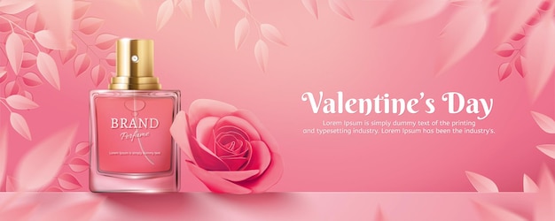 Valentine's Day perfume ads with paper pink roses