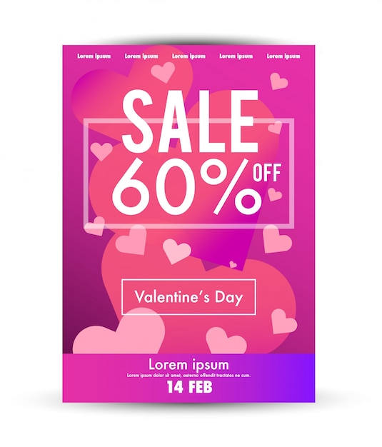 Valentine's Day sale poster template.