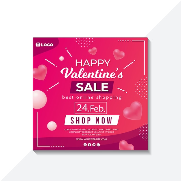 Valentine's day sales squared flyer template