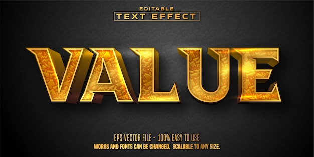 Value text, golden style editable text effect