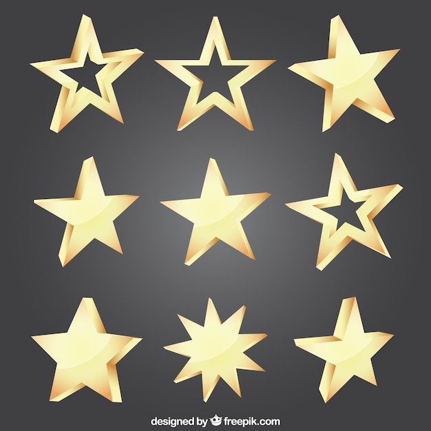 variety of golden stars