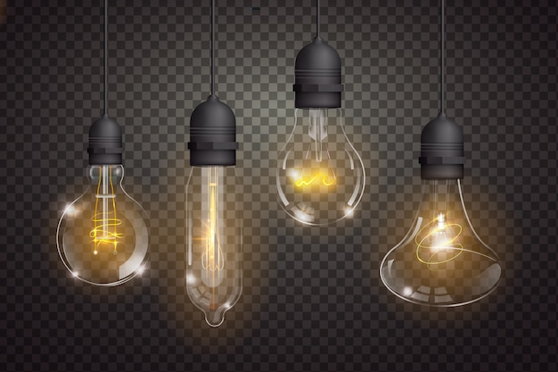 Variety of realistic light bulbs