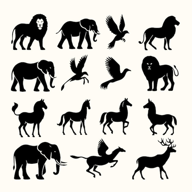 Vector various animal silhouette vector illustration