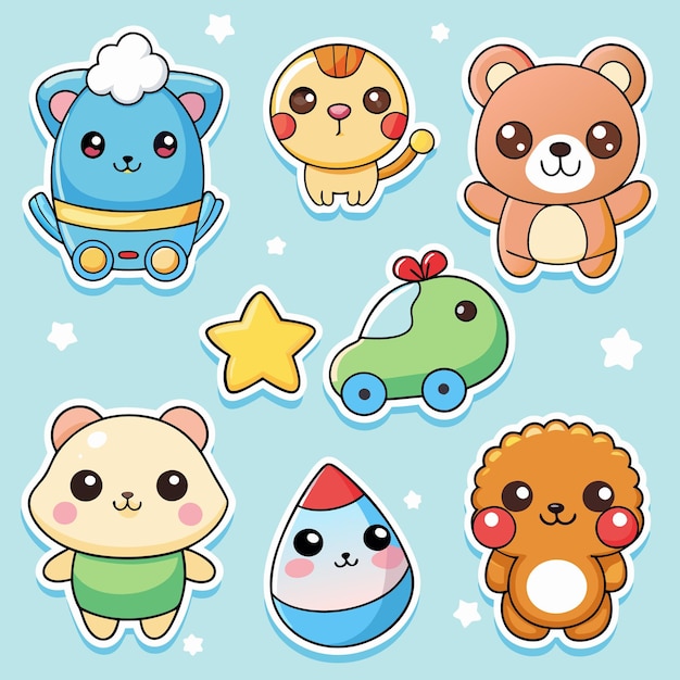 Vector various cute stickers