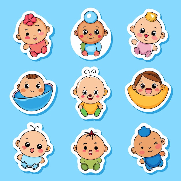 Vector various cute stickers