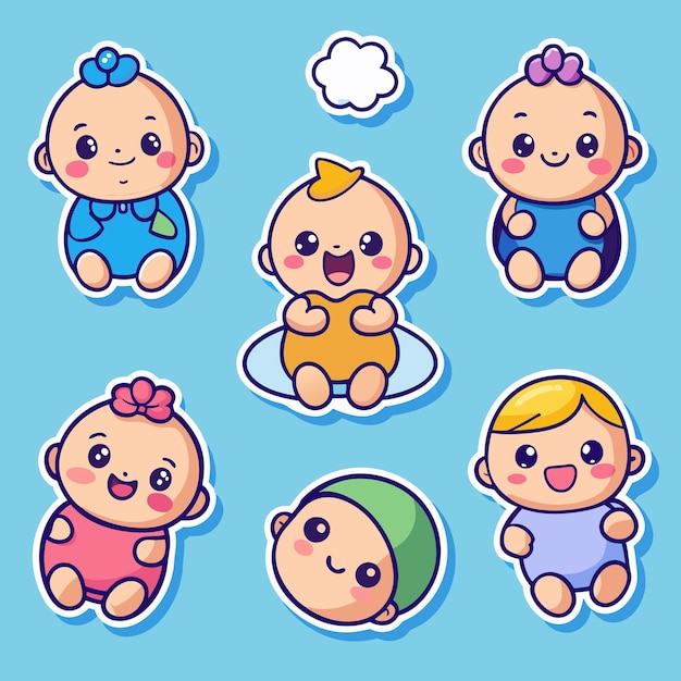 Vector various cute stickers