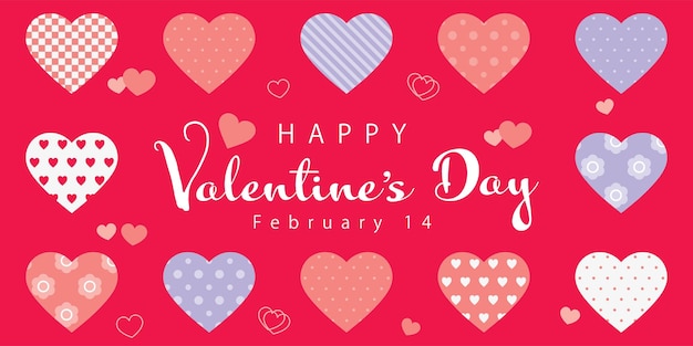 Various heart and Valentine's Day 2.14 text