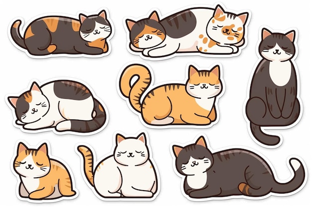 Vector various poses of cartoon cats