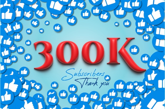 Vector vector 300k social media subscibers celebration