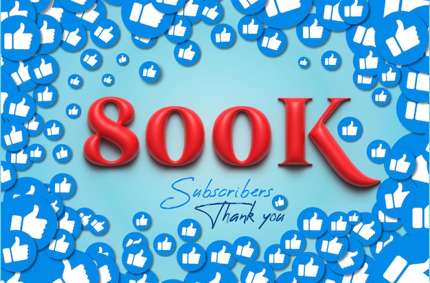 Vector vector 800k social media subscibers celebration