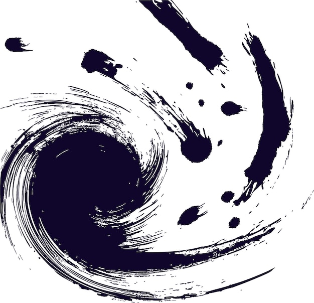 Vector abstract background with swirling black smears a whirlpool effect portrayed by ink blots