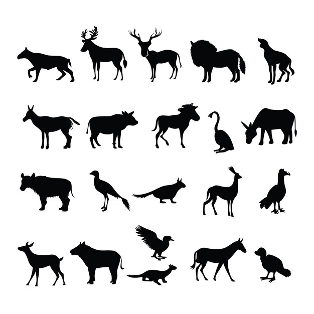 vector animal silhouette doodles