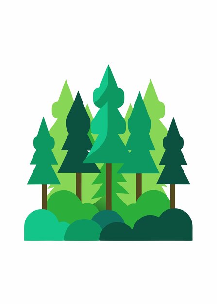 Vector vector art of forest on white background