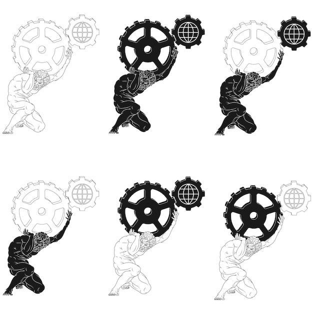 Vector of Atlas holding gears