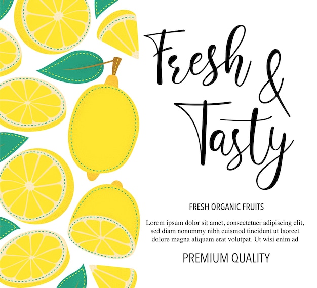 Vector vector background with lemon whole and pieces