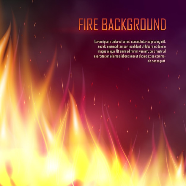 Vector banner with realistic fire